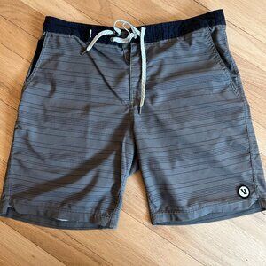 Vuori Olive Green Striped Cruise Board Shorts - Size 32